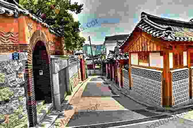 A Charming View Of Bukchon Hanok Village, A Historic Neighborhood Of Traditional Korean Houses With Tiled Roofs And Wooden Beams. Korea Through Photographs: From Seoul To Jeju