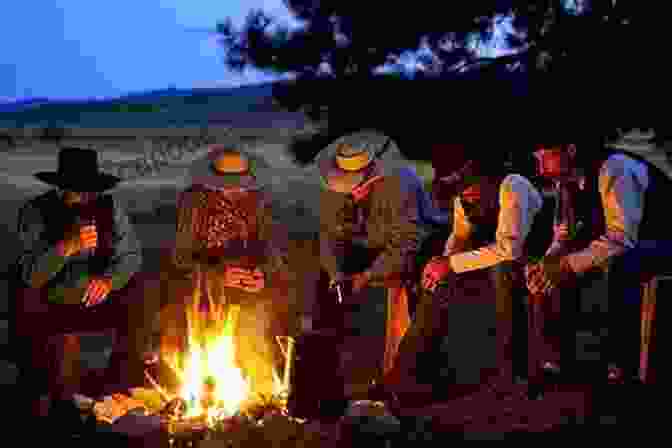 A Group Of Cowboys Gathered Around A Campfire, Sharing Stories And Singing Songs, With A Snowy Mountain Backdrop And A Starry Night Sky. Montana Cowboy Christmas (Wyatt Brothers Of Montana 2)