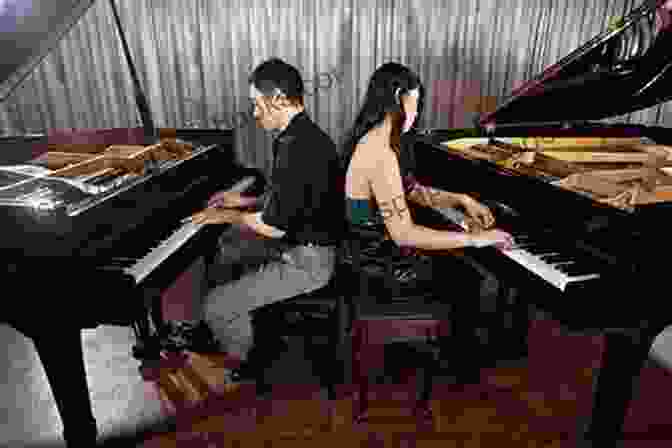 Two Pianists Performing A Piano Duet, Showcasing Their Coordination And Musical Connection. Happy Birthday Duet Fantasy: Early Advanced Piano Duet (1 Piano 4 Hands) (Piano)